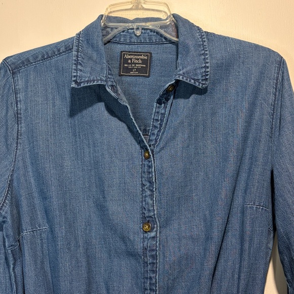 Abercrombie & Fitch- Chambray Utility Full Button Up Belted Dress- Size L TALL - Picture 7 of 8